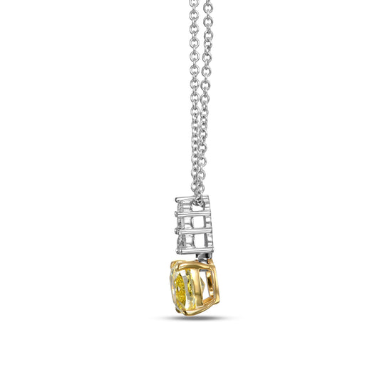 Fancy Intense Yellow and White Diamond Drop Pendant