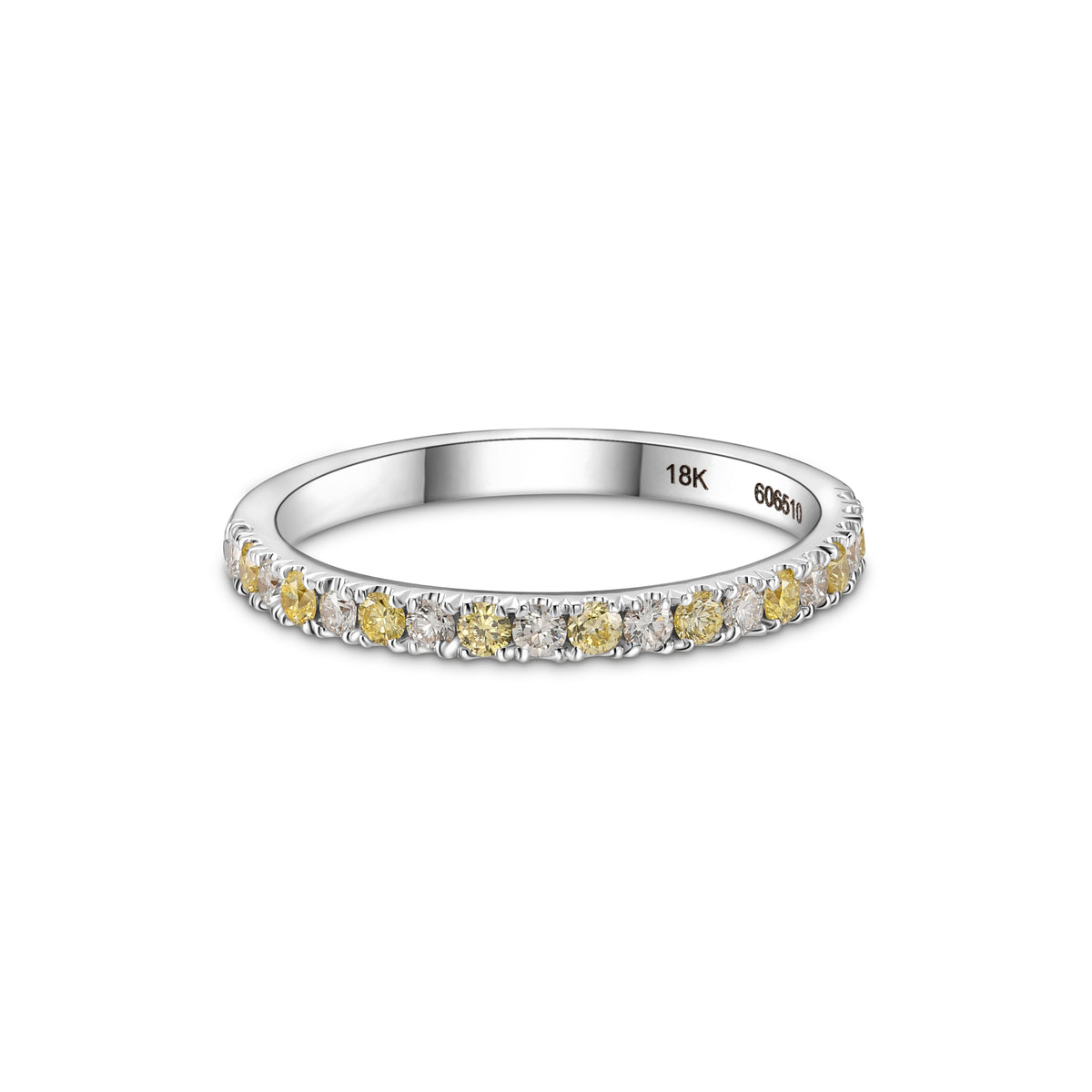 Fancy Light Yellow and White Diamond Band Ring