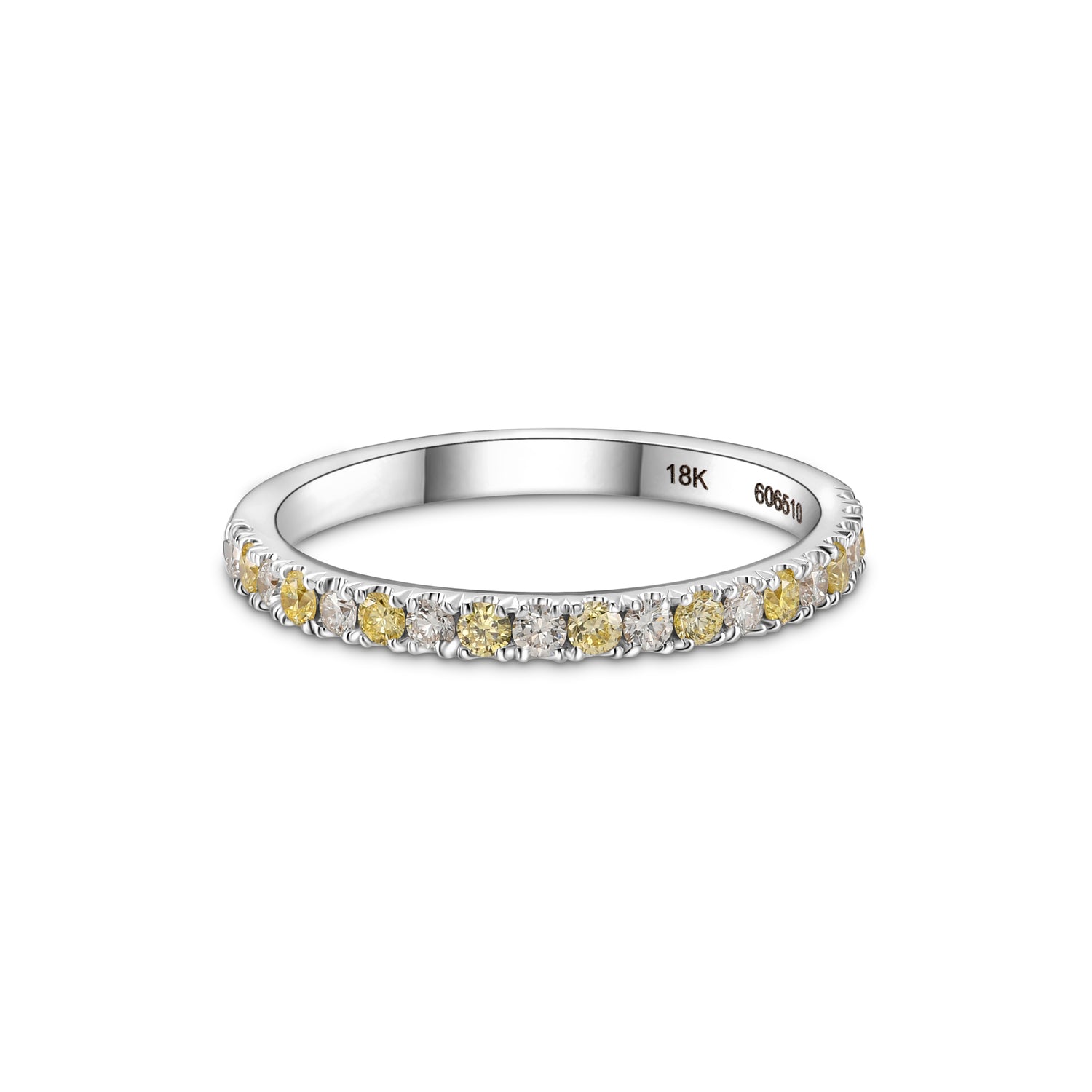 Fancy Light Yellow and White Diamond Band Ring