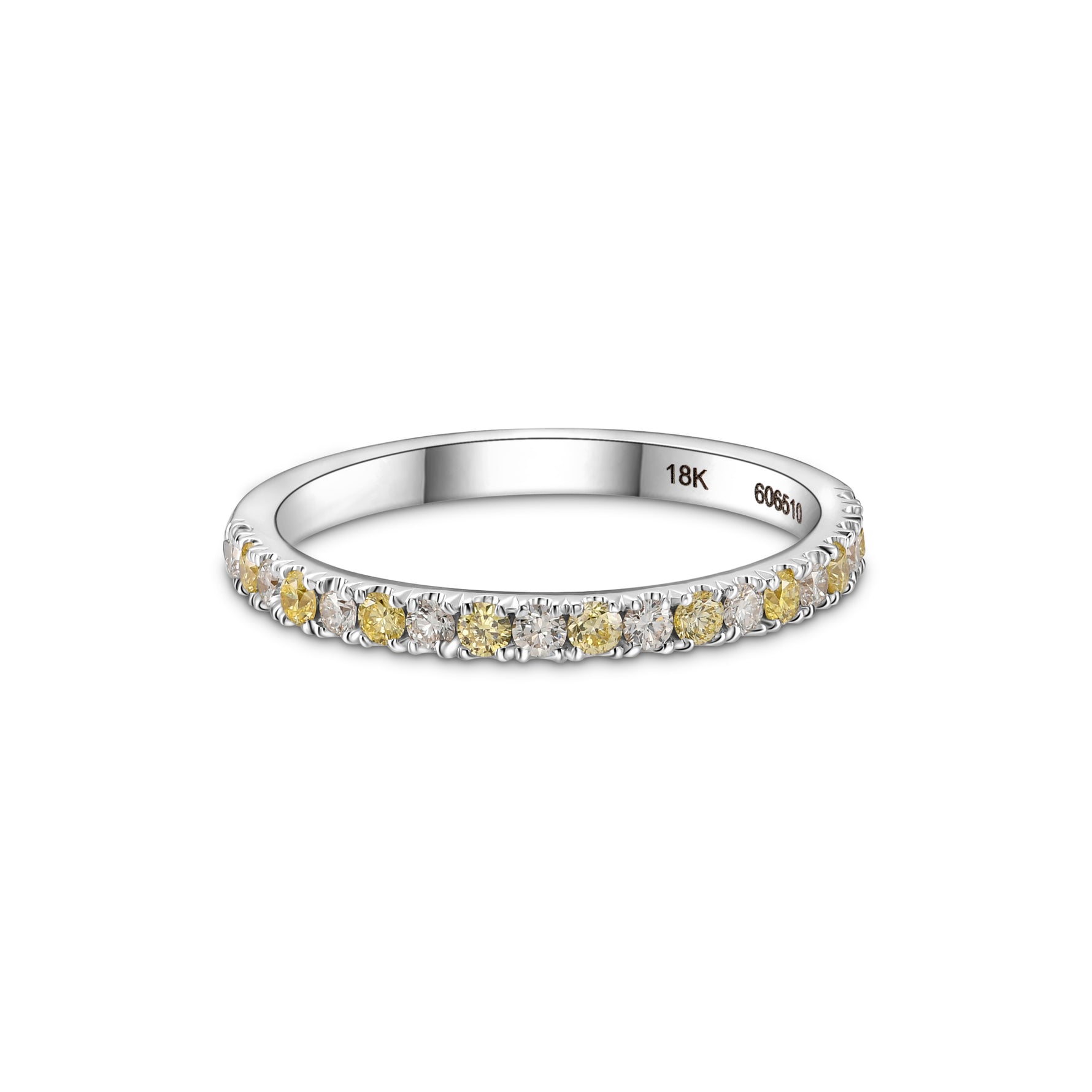 Fancy Light Yellow and White Diamond Band Ring
