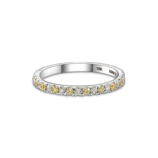 Fancy Light Yellow and White Diamond Band Ring