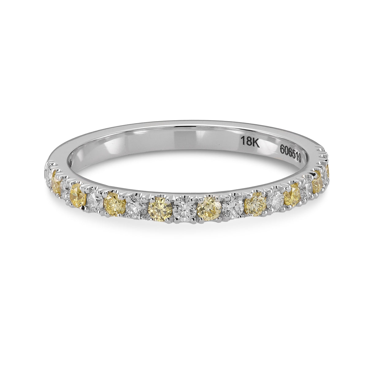 Fancy Light Yellow and White Diamond Band Ring
