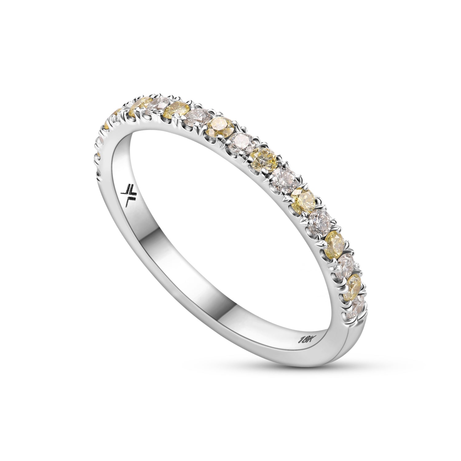 Fancy Light Yellow and White Diamond Band Ring