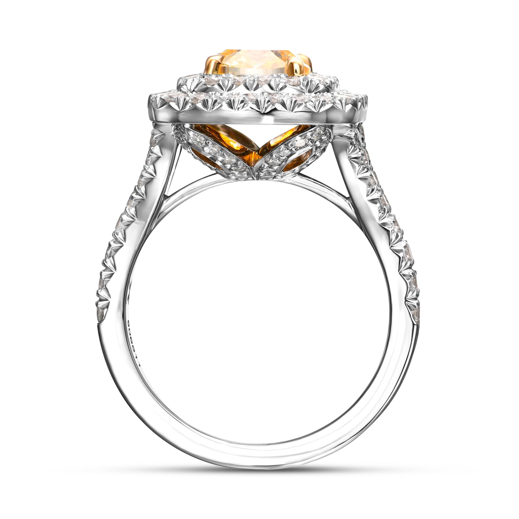 Fancy Intense Yellow Cushion Halo Diamond Ring
