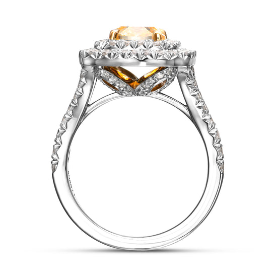 Fancy Intense Yellow Cushion Halo Diamond Ring