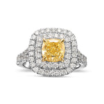 Fancy Intense Yellow Cushion Halo Diamond Ring