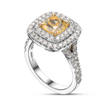Fancy Intense Yellow Cushion Halo Diamond Ring
