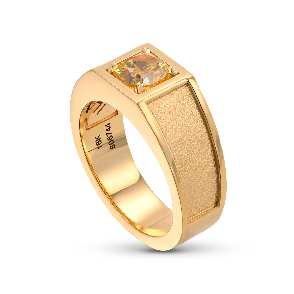 Gents Solitaire Brushed Band Ring Setting - 3