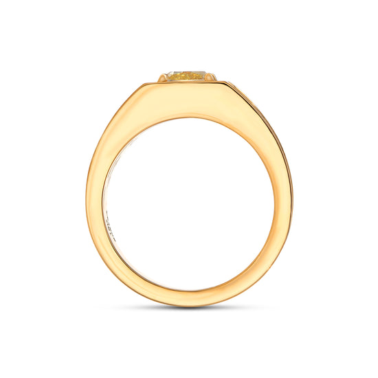 Cushion Fancy Intense Yellow Gents Solitaire Brushed Ring