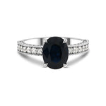 Oval Sapphire Solitaire Side Stone Ring