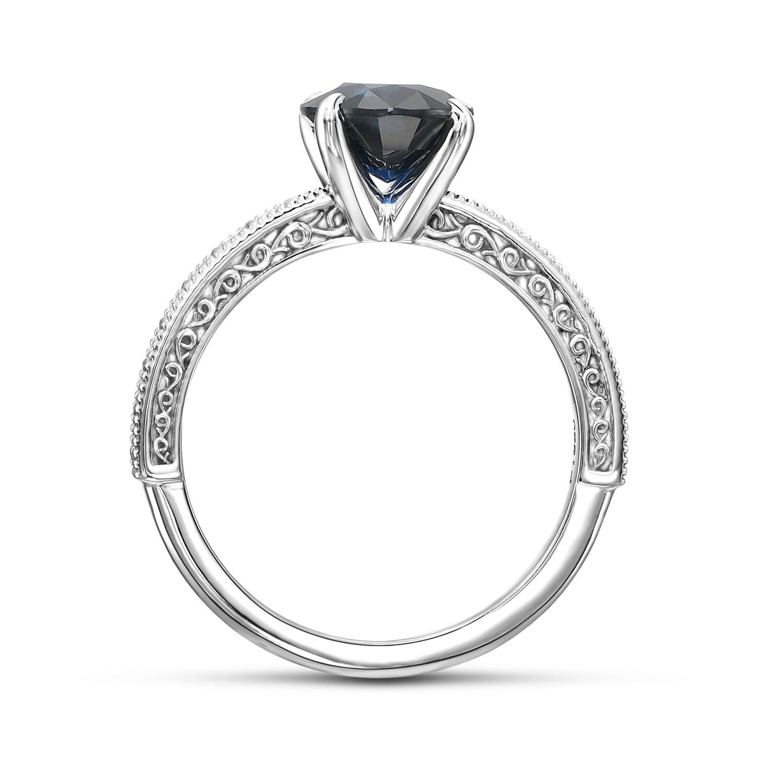 Oval Sapphire Solitaire Side Stone Ring