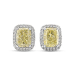 Cushion Light Yellow Halo Diamond Earrings