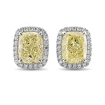 Cushion Light Yellow Halo Diamond Earrings