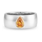 Fancy Vivid Orange Yellow Pear Diamond Solitaire Band Ring 