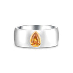 Fancy Vivid Orange Yellow Pear Diamond Solitaire Band Ring 