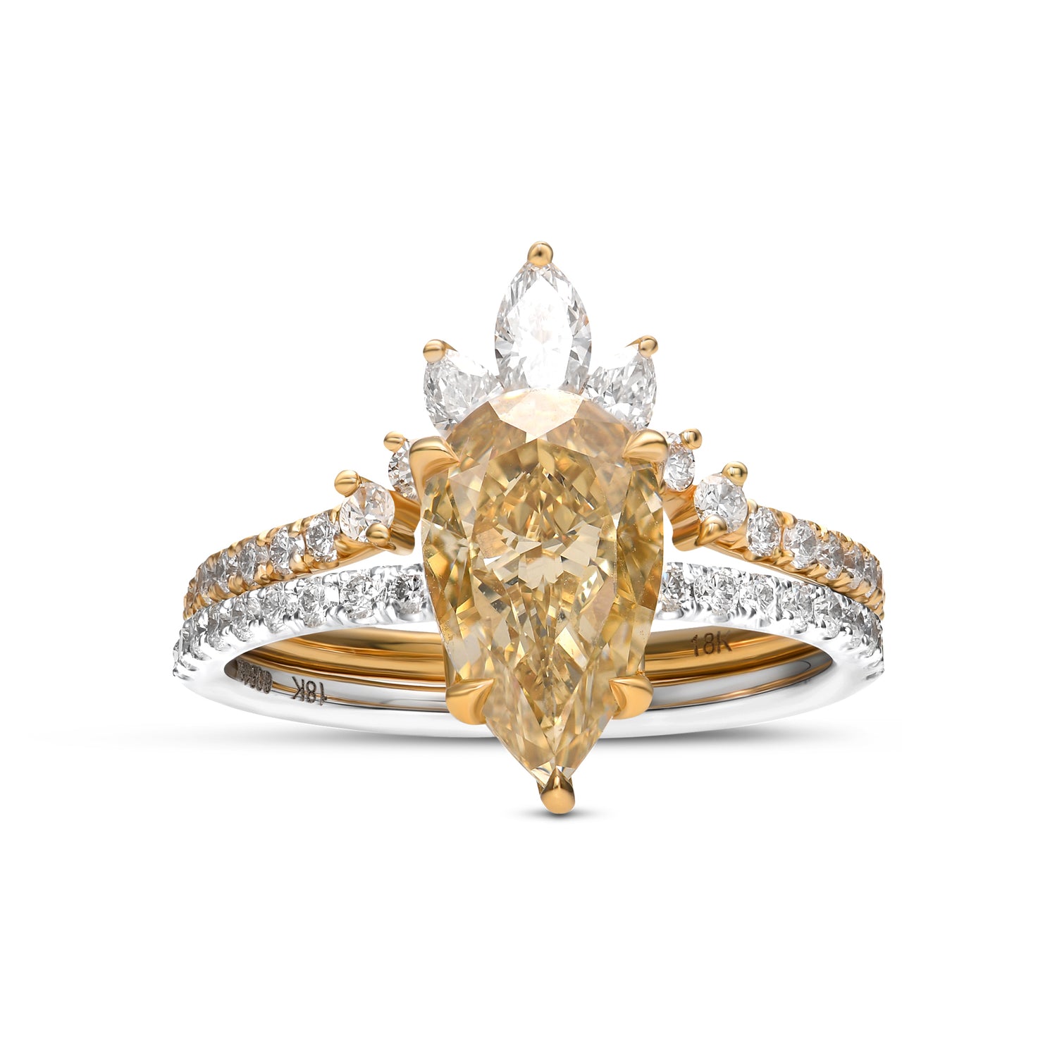 Fancy Brownish Yellow Pear Solitaire Diamond Ring