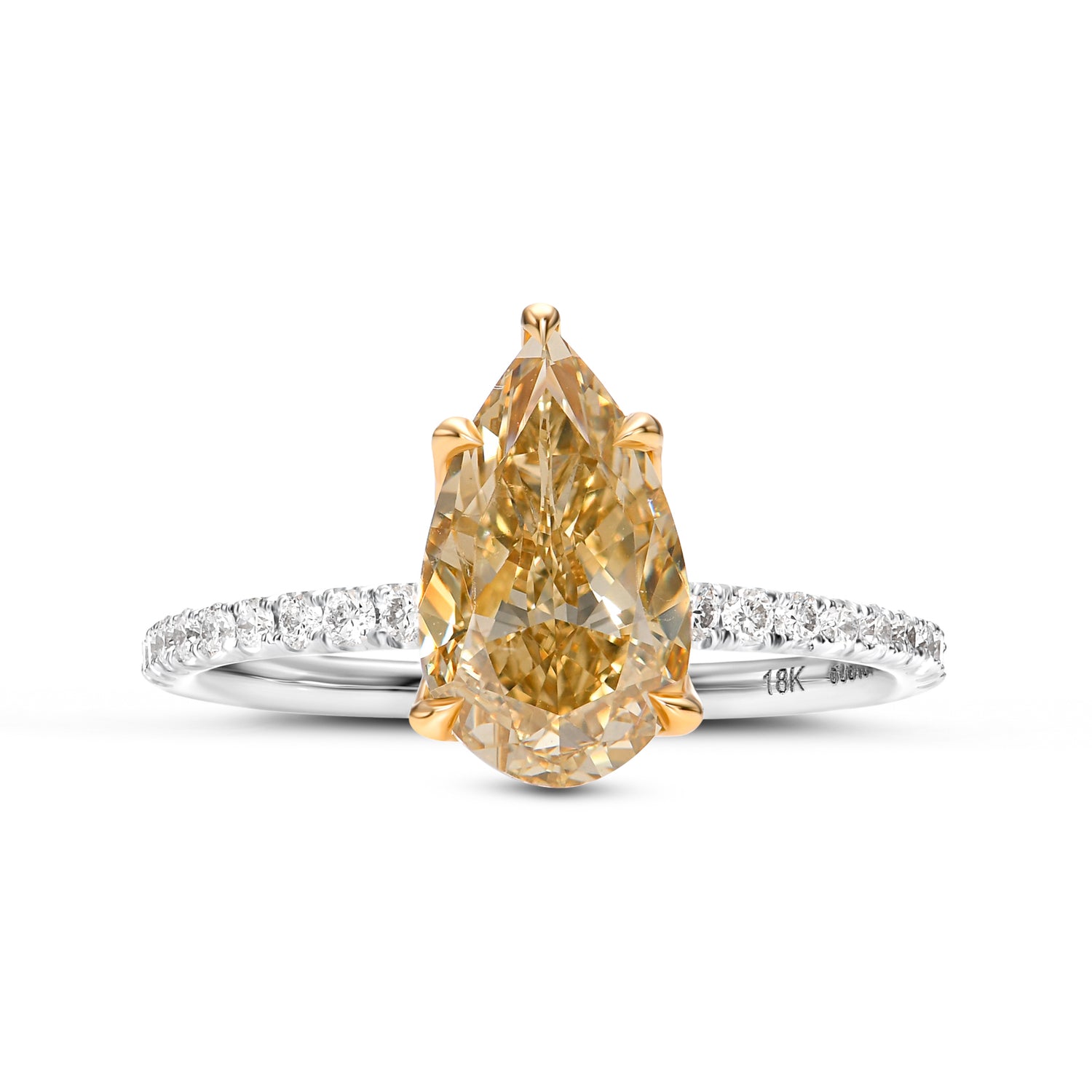 Fancy Brownish Yellow Pear Solitaire Diamond Ring