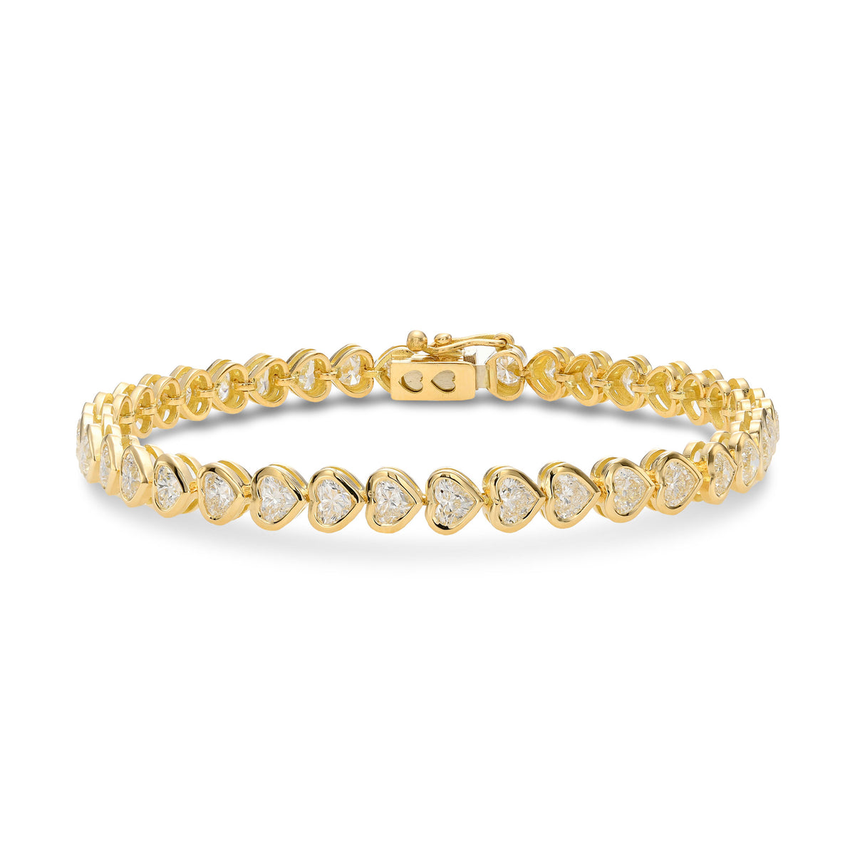 Heart Shaped Diamond Bezel Tennis Bracelet