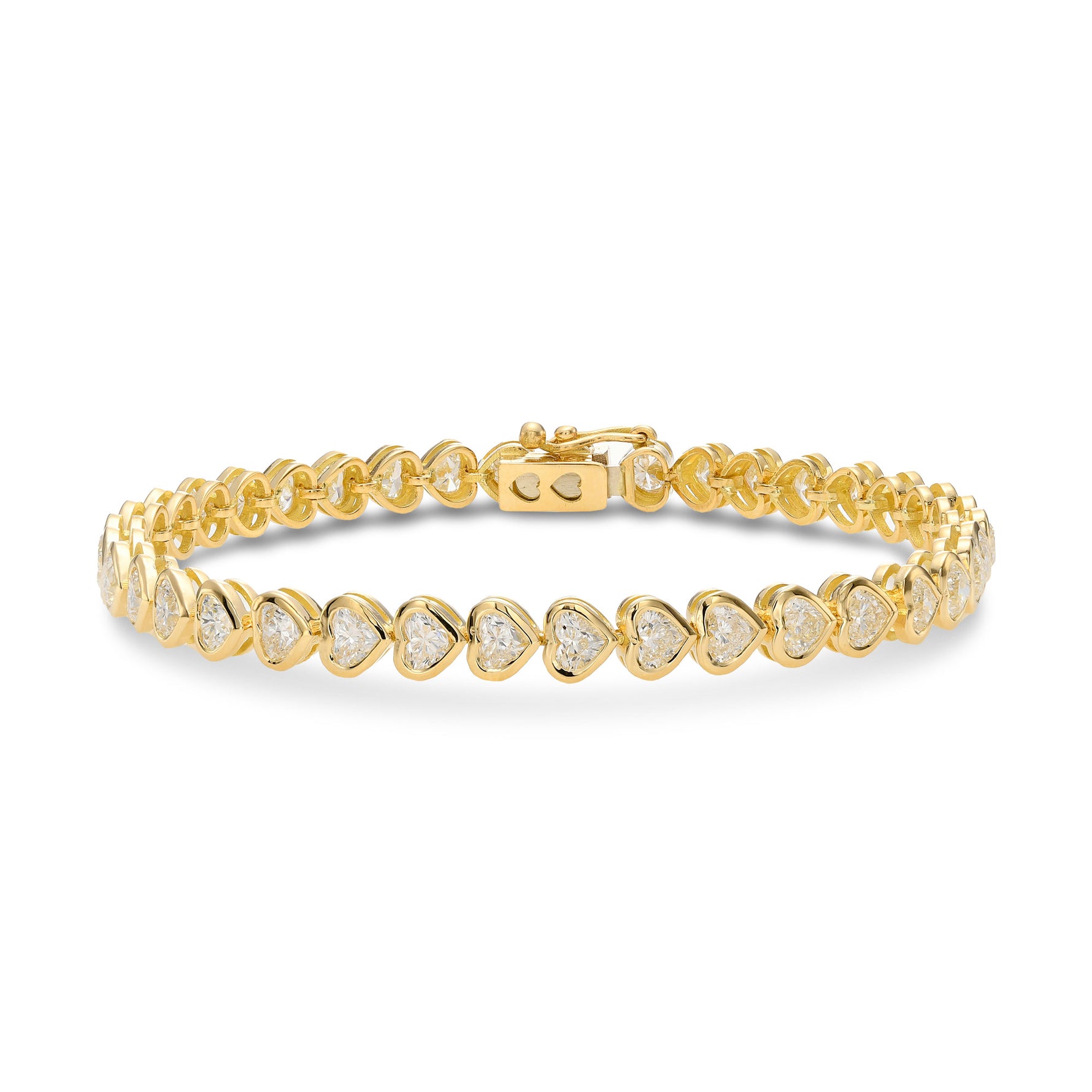 Heart Shaped Diamond Bezel Tennis Bracelet
