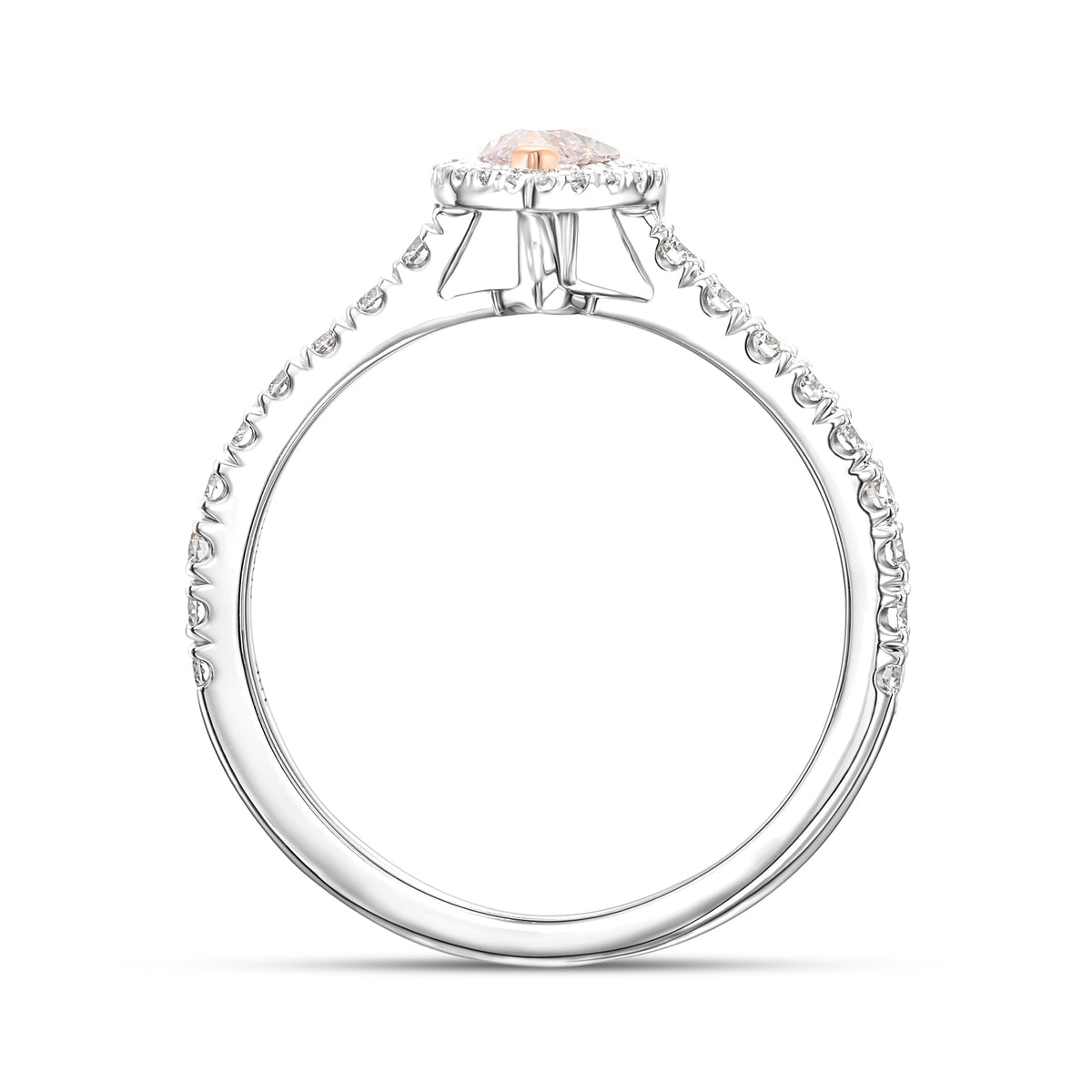 Faint Pink Marquise Halo Diamond Ring