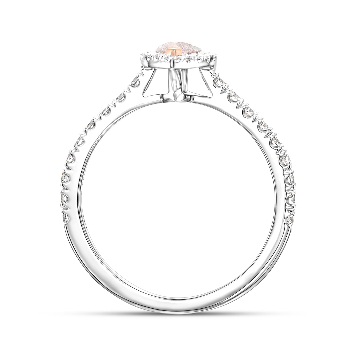 Faint Pink Marquise Halo Diamond Ring