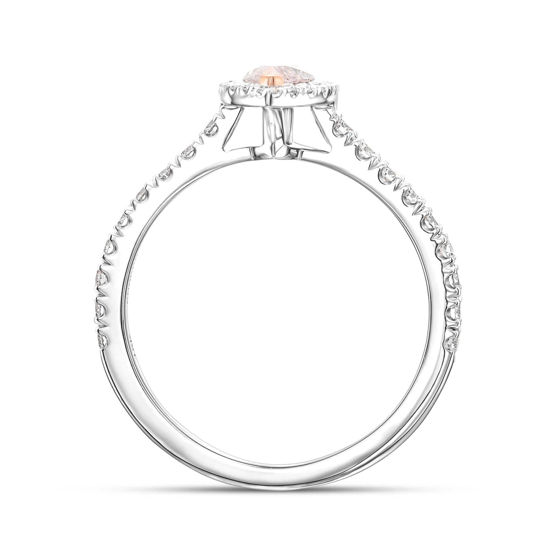 Faint Pink Marquise Halo Diamond Ring