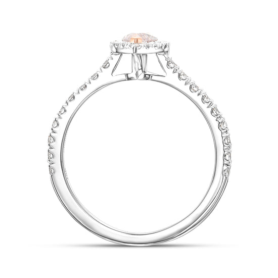Faint Pink Marquise Halo Diamond Ring