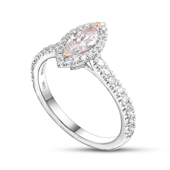 Faint Pink Marquise Halo Diamond Ring