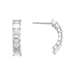 Seven Stone Emerald Half Hoop Diamond Earrings