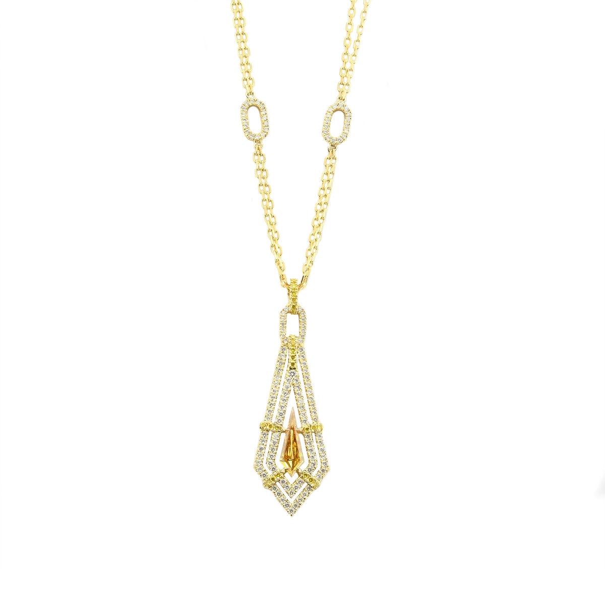 Fancy Intense Orange Yellow Diamond Pendant