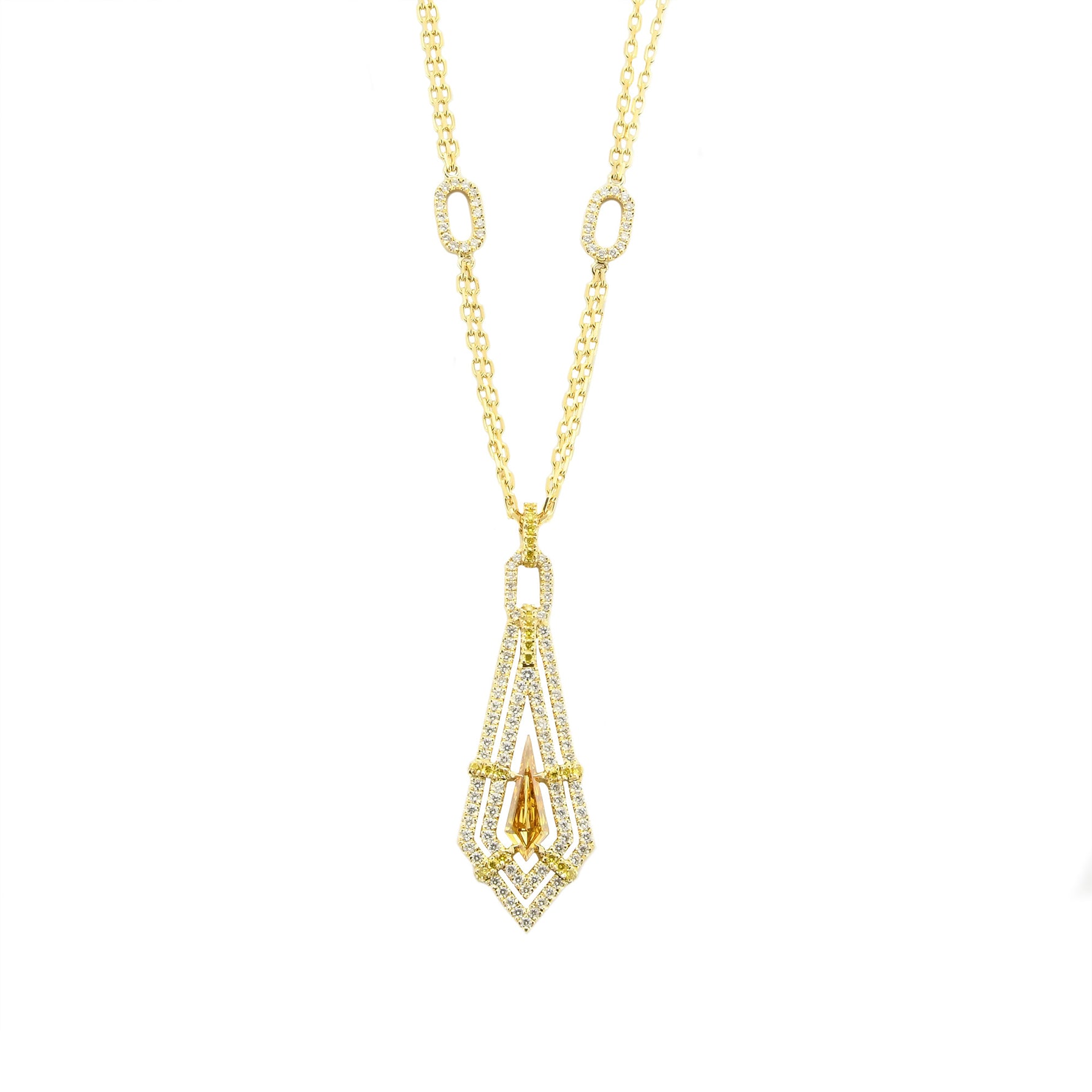 Fancy Intense Orange Yellow Diamond Pendant