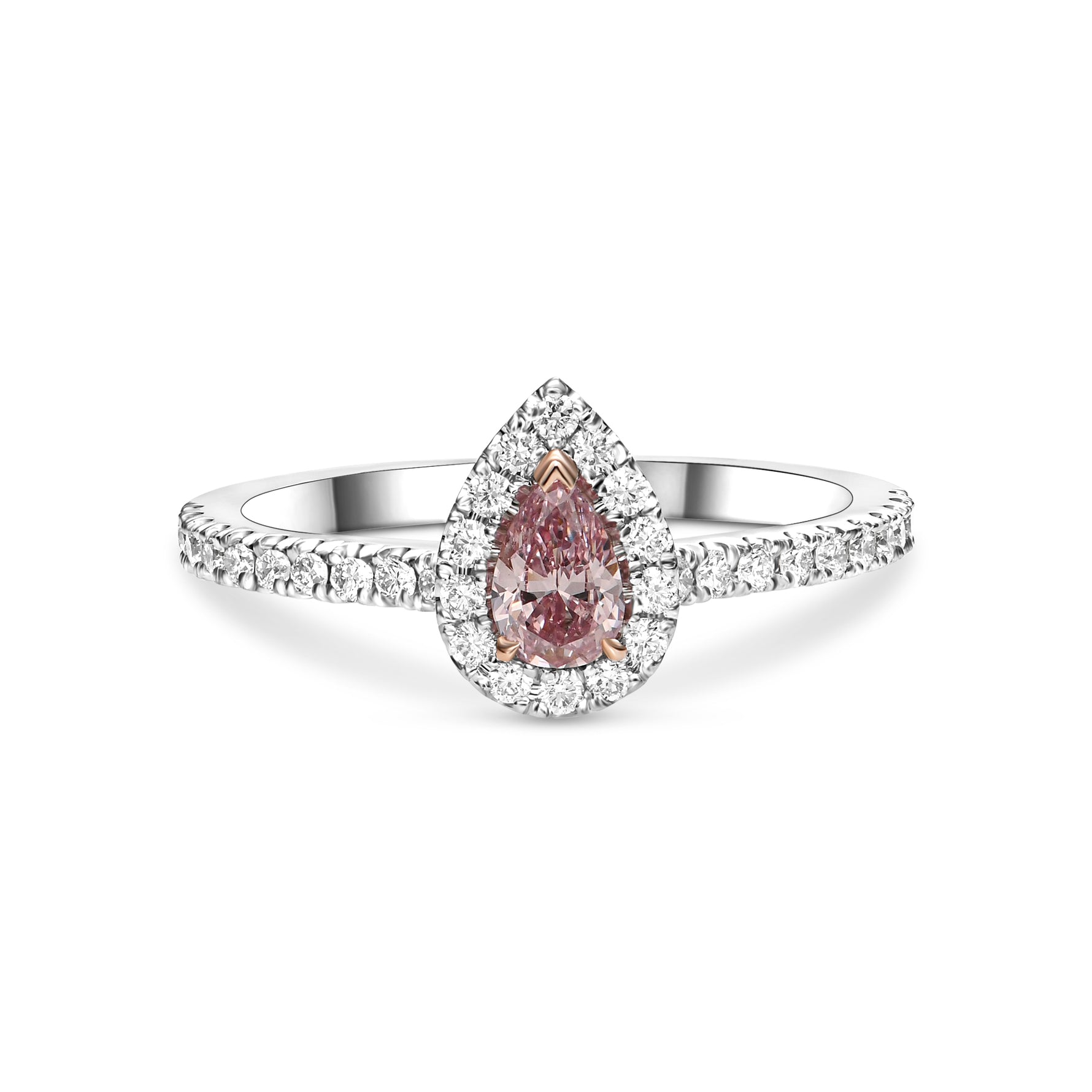  Fancy Intense Pink Pear Diamond Halo Ring