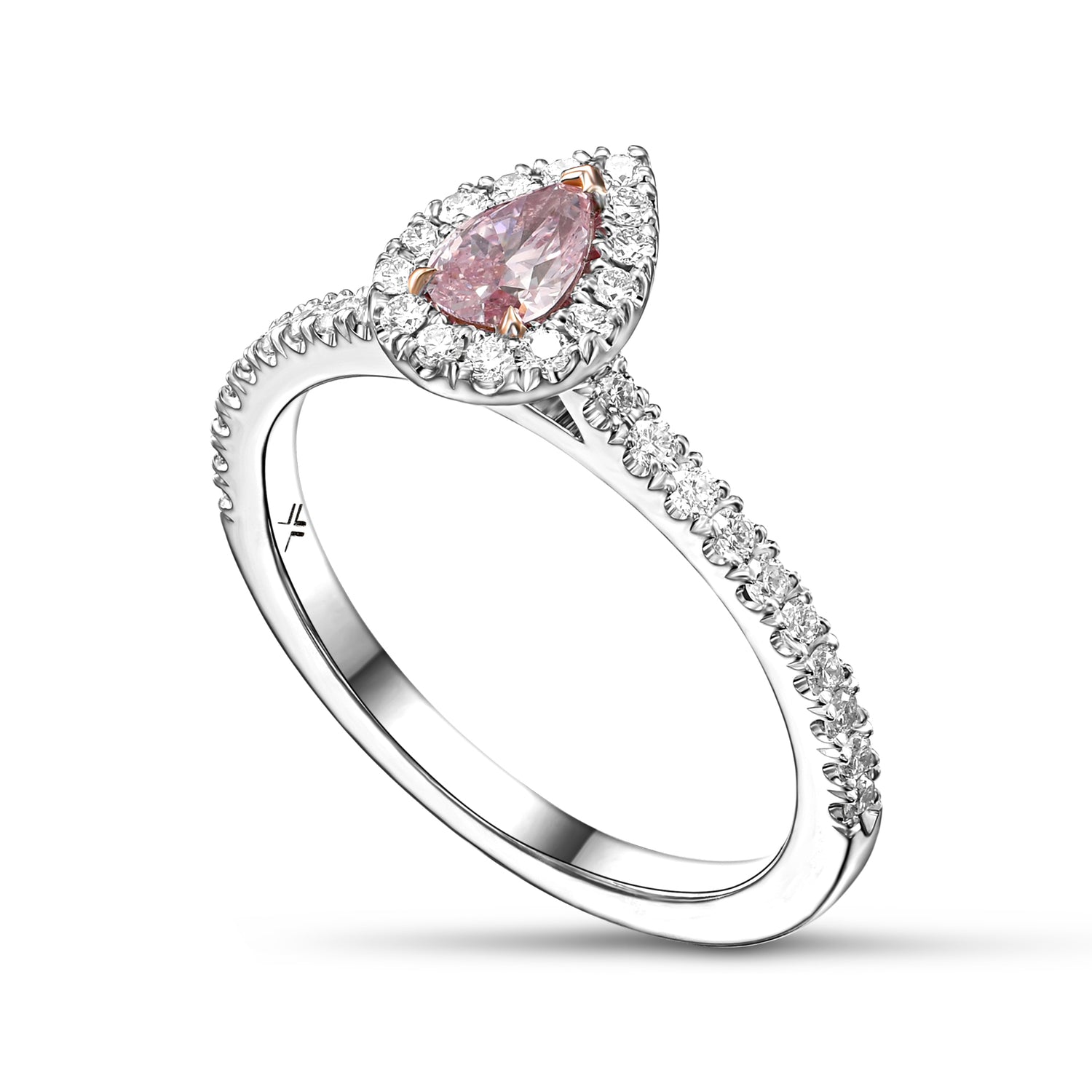 Fancy Intense Pink Pear Diamond Halo Ring
