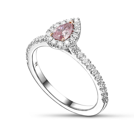  Fancy Intense Pink Pear Diamond Halo Ring