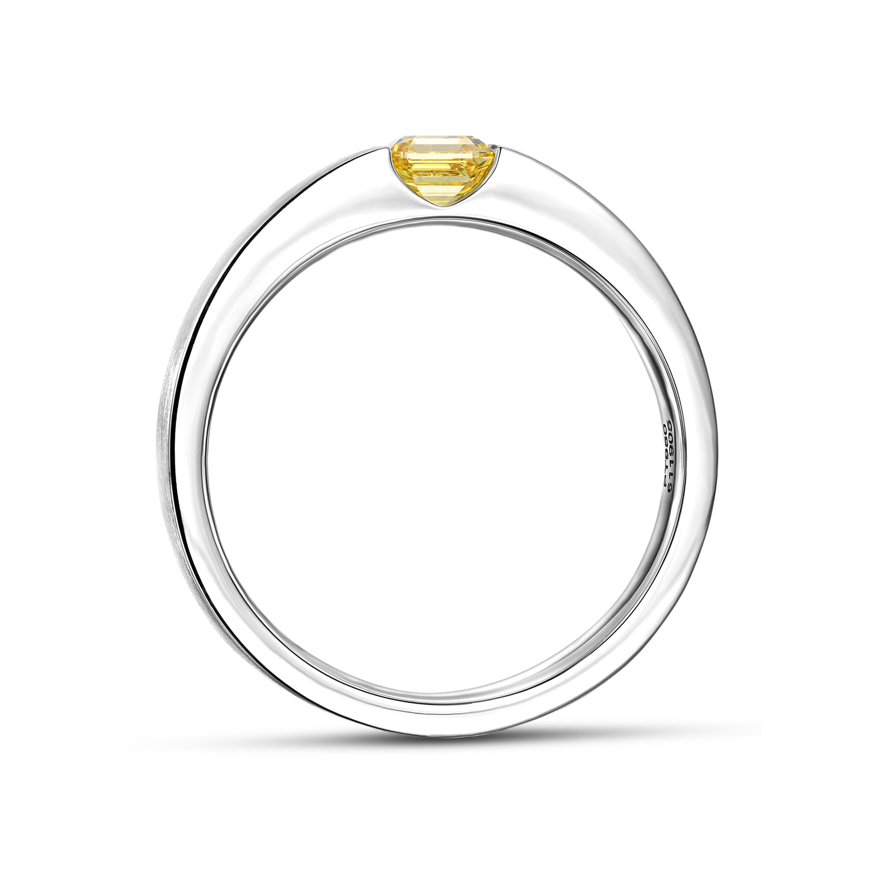 Fancy Vivid Yellow Asscher Diamond Tension Men's Ring