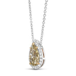 Fancy Brownish Yellow Pear Diamond Halo Necklace
