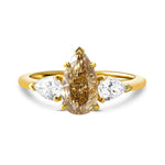 Fancy Light Yellowish Brown Pear Three-stone Diamond Wedding & Engagement Ring Set