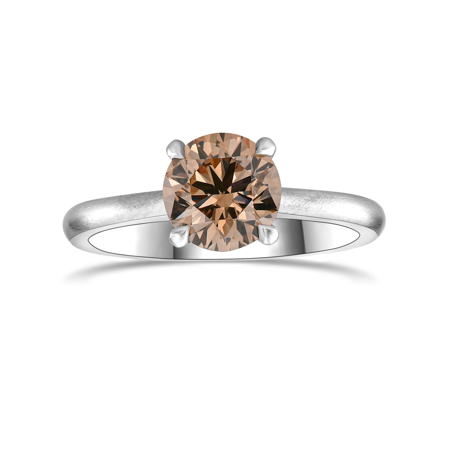 Fancy Brown Round Solitaire Diamond Ring