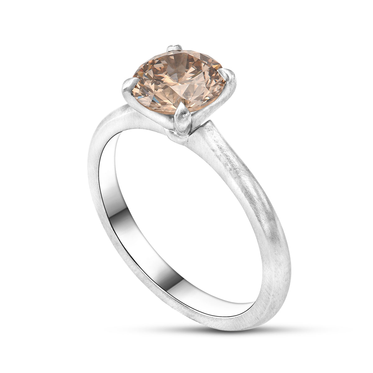Fancy Brown Round Solitaire Diamond Ring