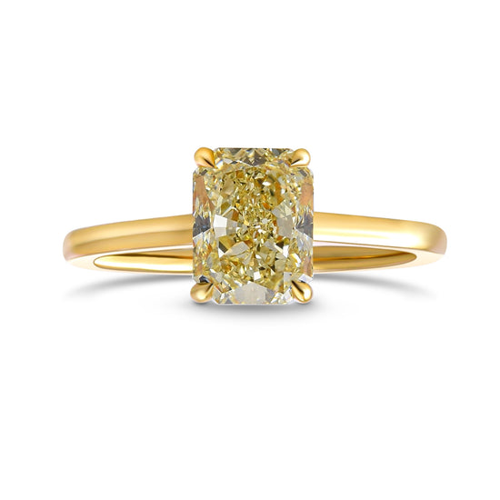Light Yellow Radiant Diamond Solitaire Ring