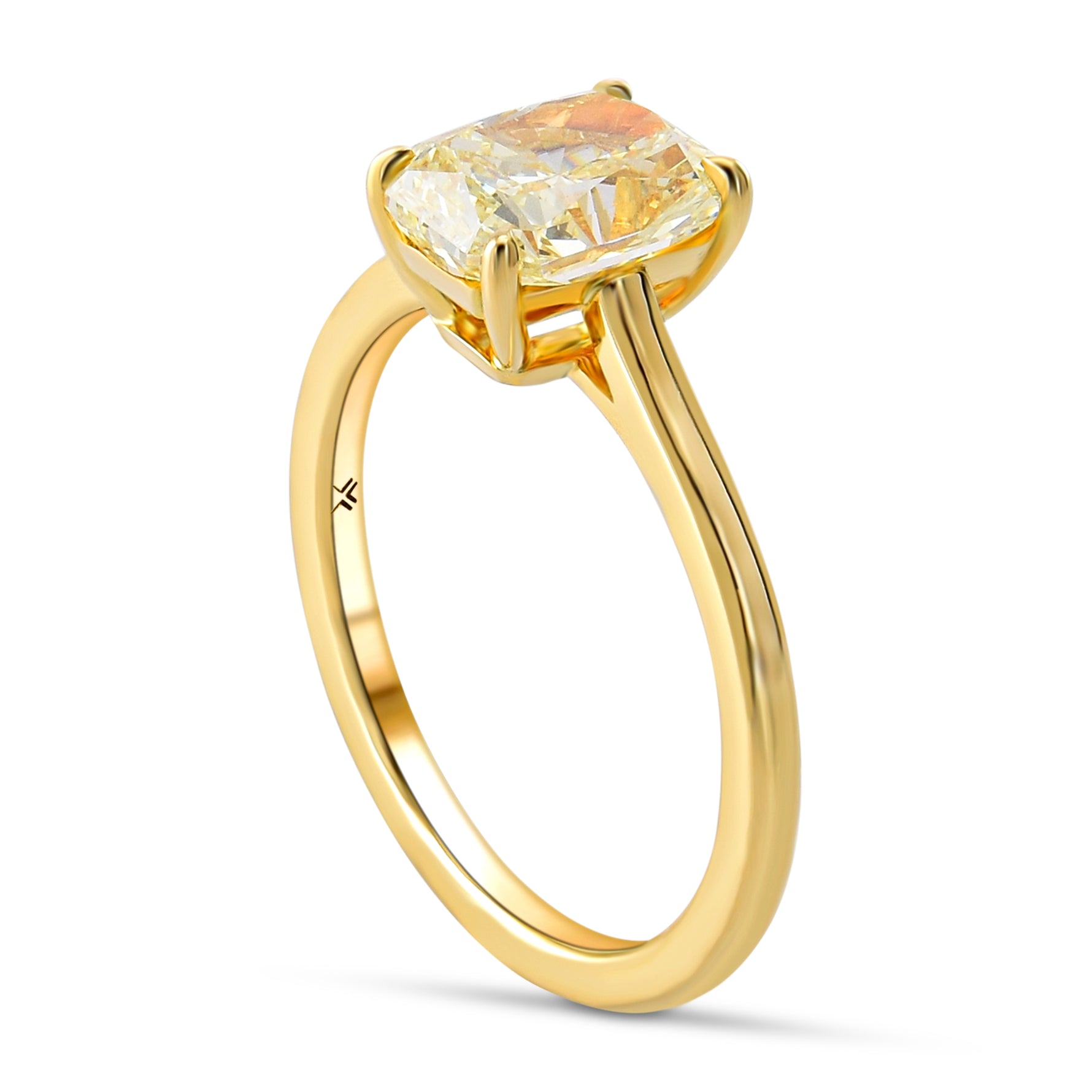 Light Yellow Radiant Diamond Solitaire Ring
