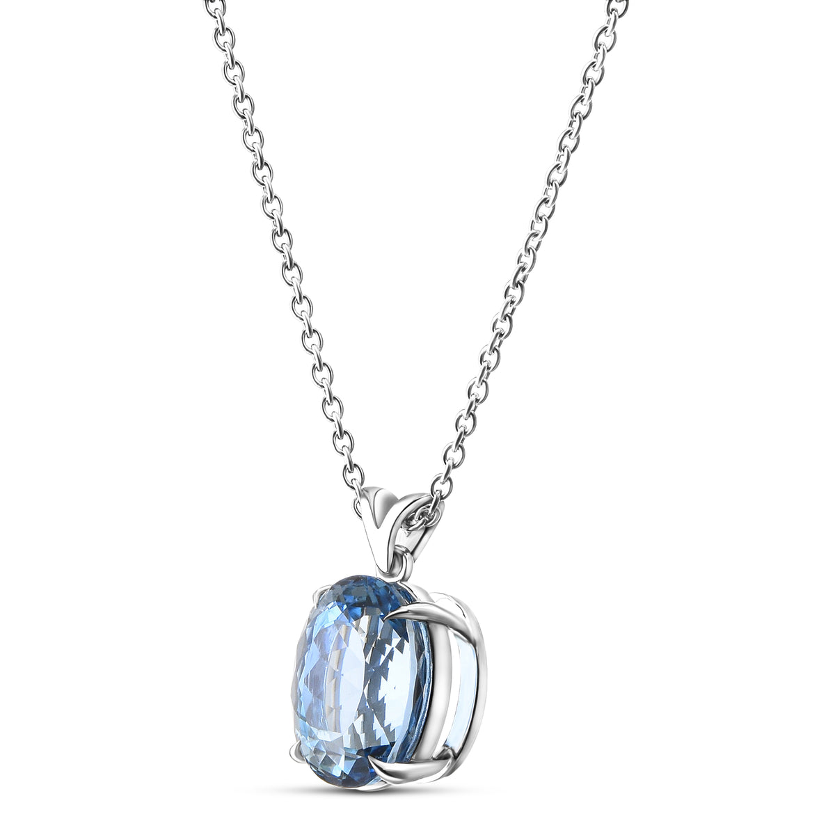 Oval Aquamarine Solitaire Pendant