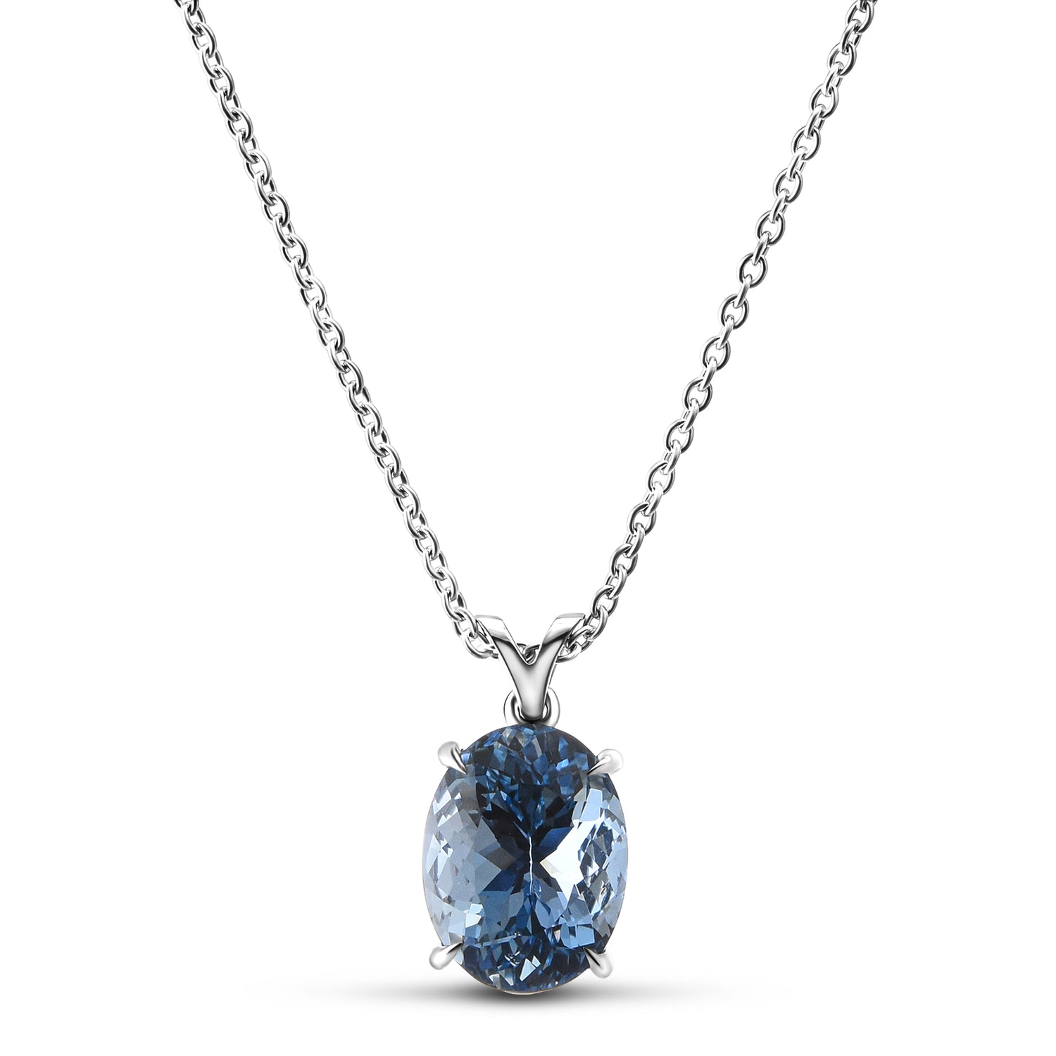 Oval Aquamarine Solitaire Pendant