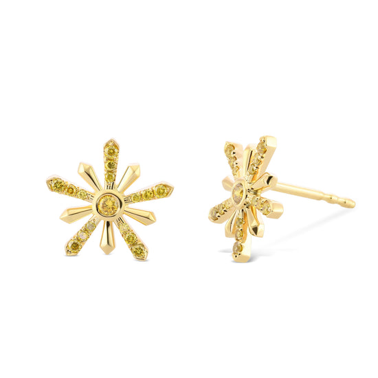 Fancy Vivid Yellow Round Diamond Stud Earrings