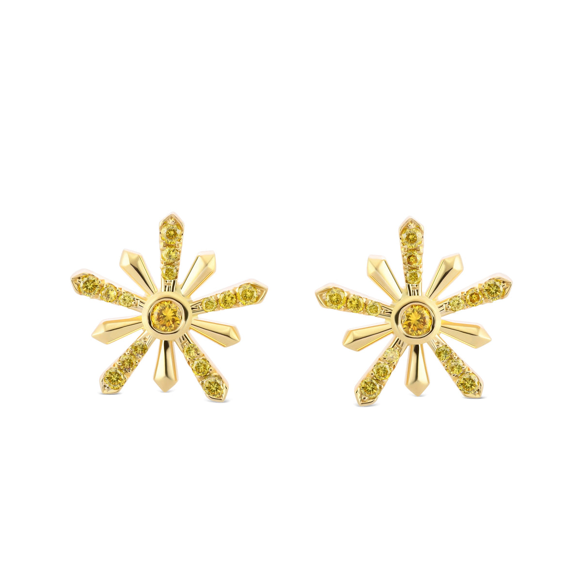 Fancy Vivid Yellow Round Diamond Stud Earrings
