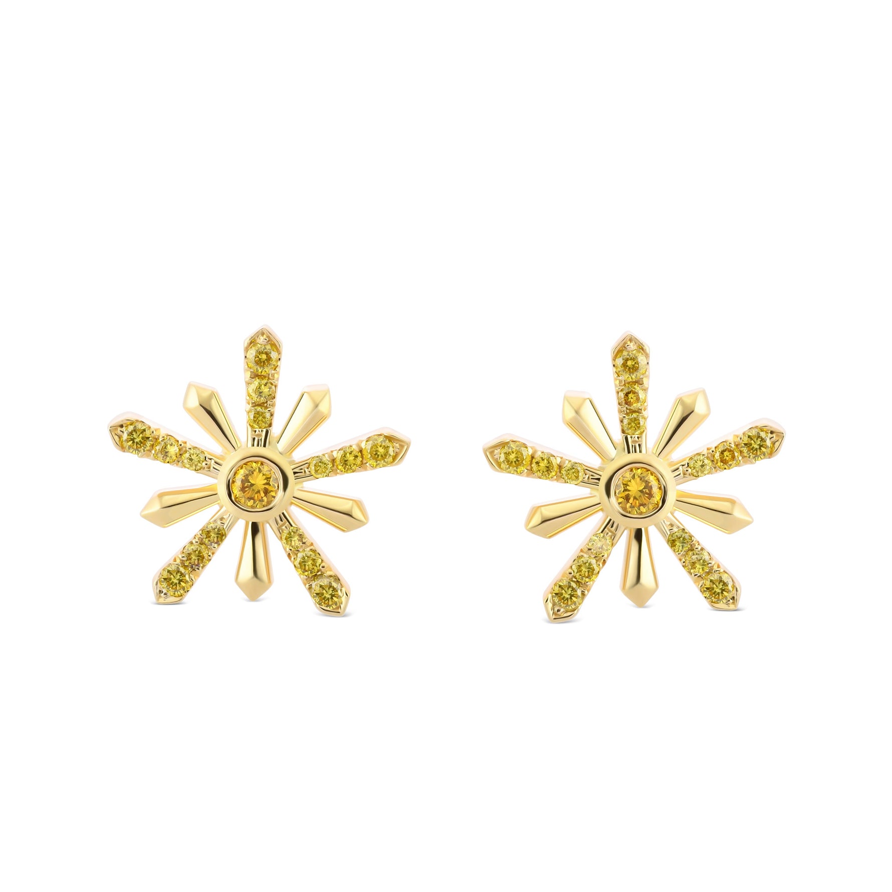 Fancy Vivid Yellow Round Diamond Stud Earrings