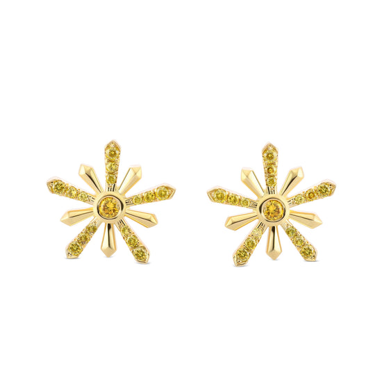 Fancy Vivid Yellow Round Diamond Stud Earrings