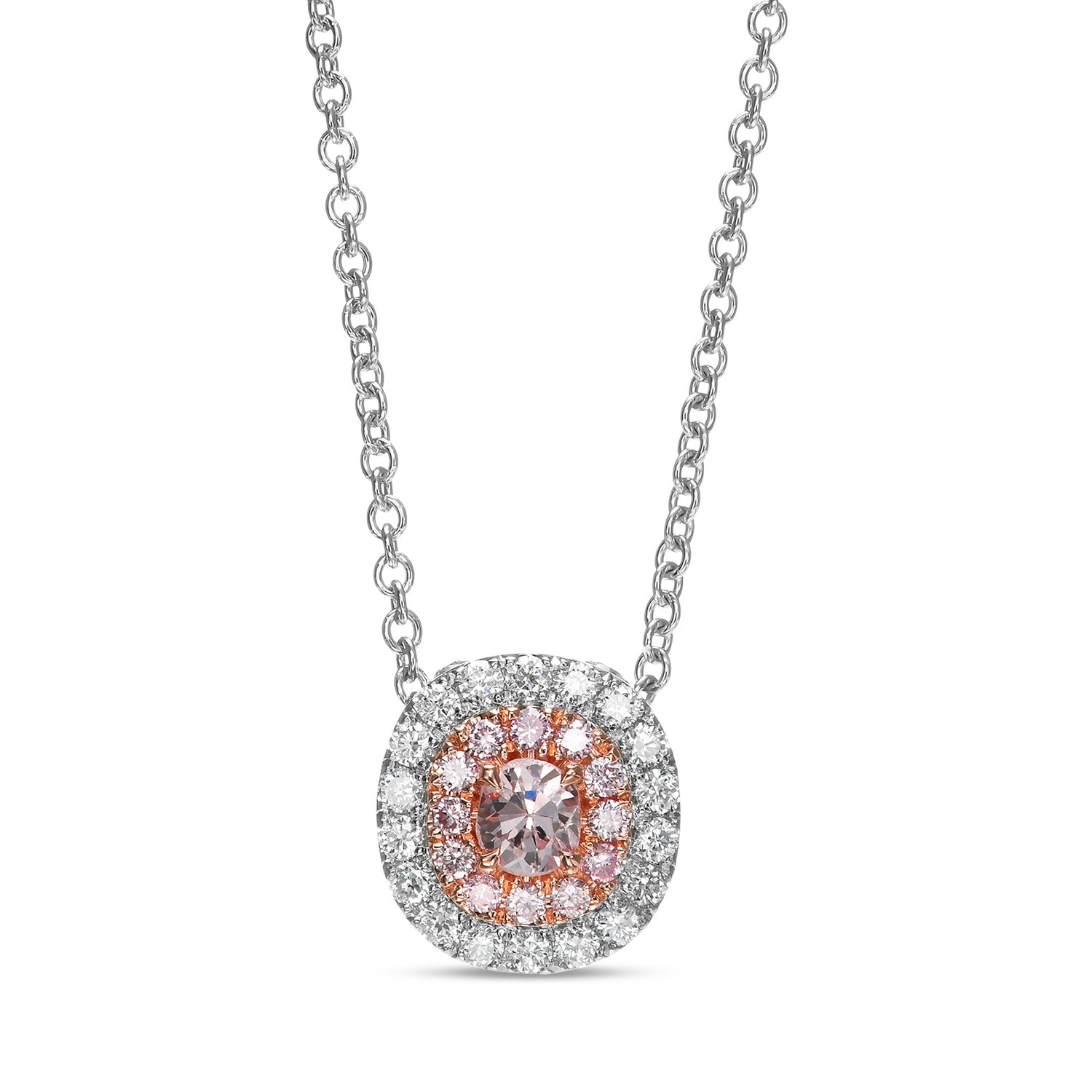 Fancy Light Pink Cushion Diamond Halo Pendant
