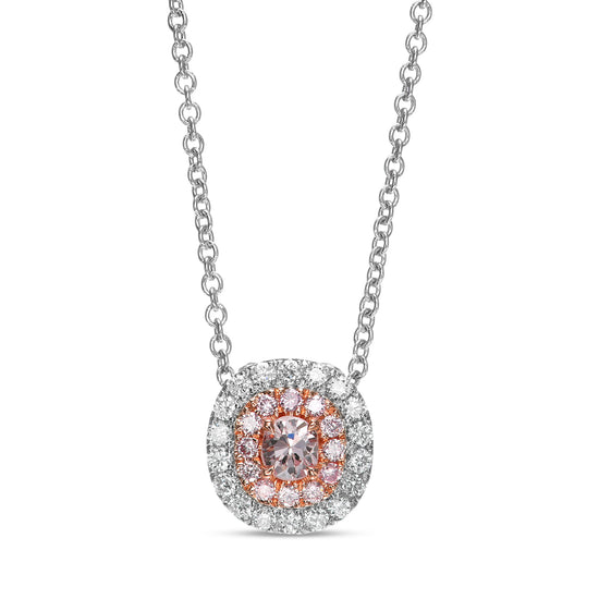 Fancy Light Pink Cushion Diamond Halo Pendant