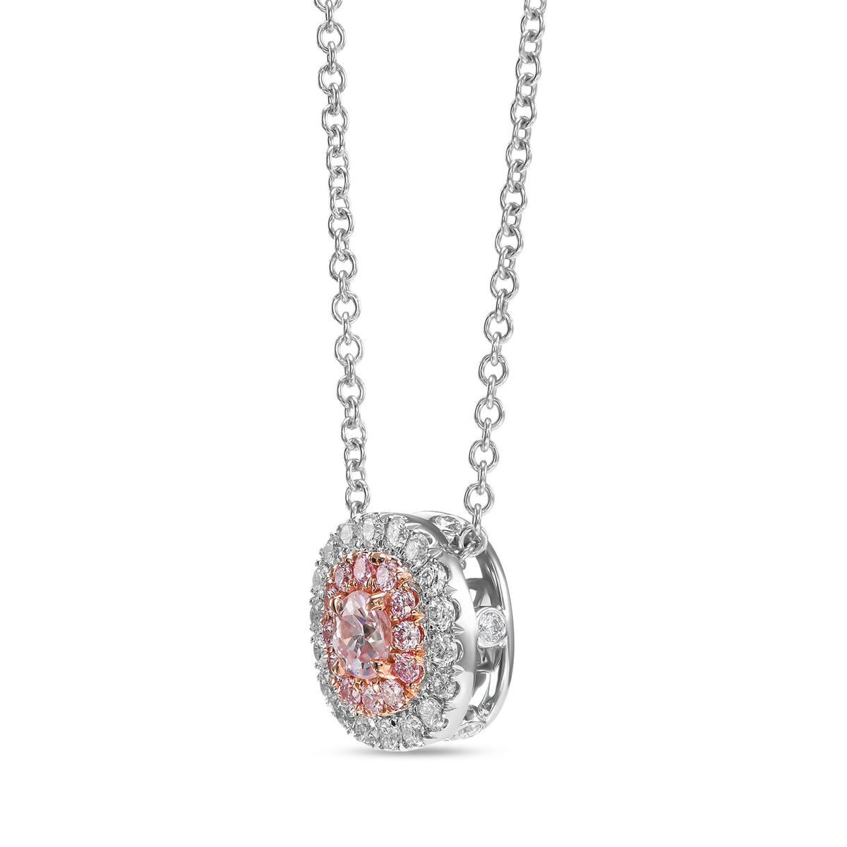 Fancy Light Pink Cushion Diamond Halo Pendant
